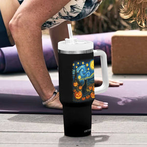Halloween Cat Starry Night Van Gogh Cat Lovers Tumbler With Handle TS11 Print Your Wear