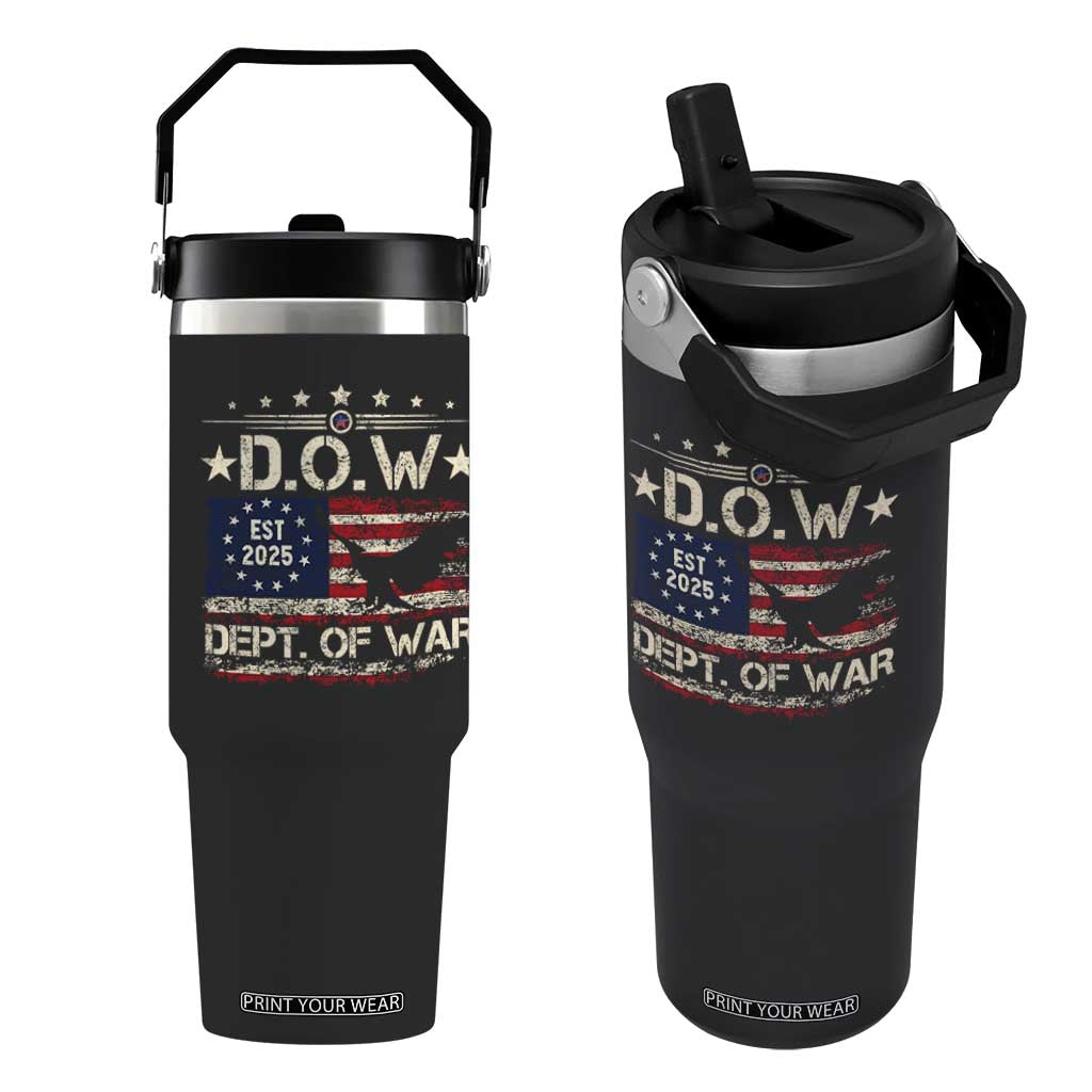 Dept Of War Est 2025 Flip Straw Tumbler DOW Military Patriotic American Flag TS11 One Size: 30 oz Black Print Your Wear