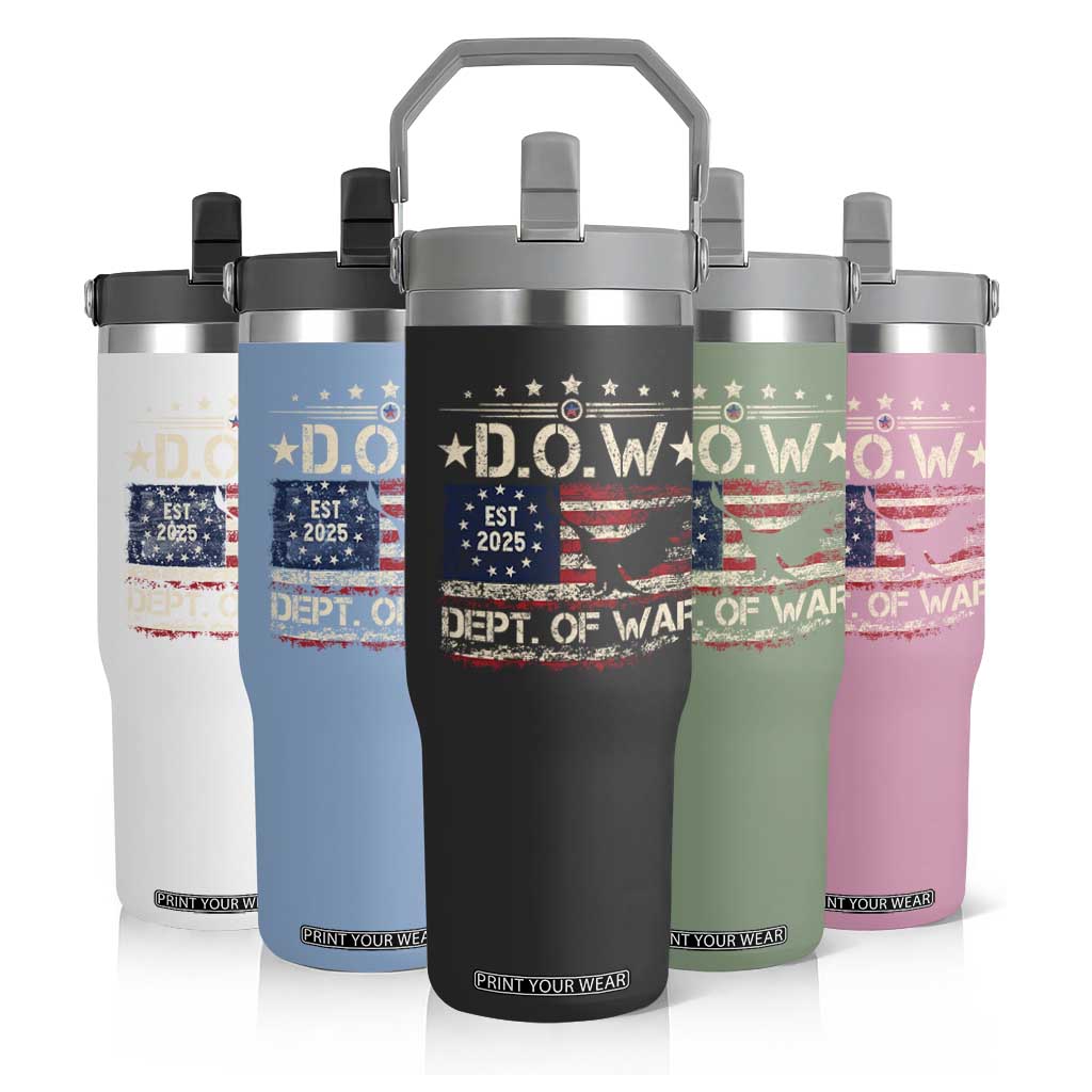 Dept Of War Est 2025 Flip Straw Tumbler DOW Military Patriotic American Flag TS11 Print Your Wear