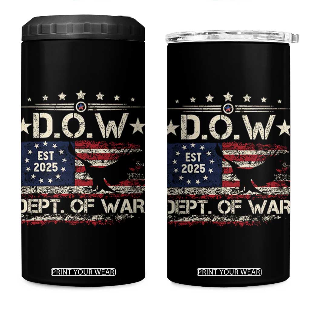 Dept Of War Est 2025 4 in 1 Can Cooler Tumbler DOW Military Patriotic American Flag TS11 One Size: 16 oz Black Print Your Wear