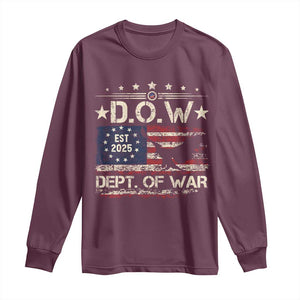 Dept Of War Est 2025 Long Sleeve Shirt DOW Military Patriotic American Flag TS11 Maroon Print Your Wear