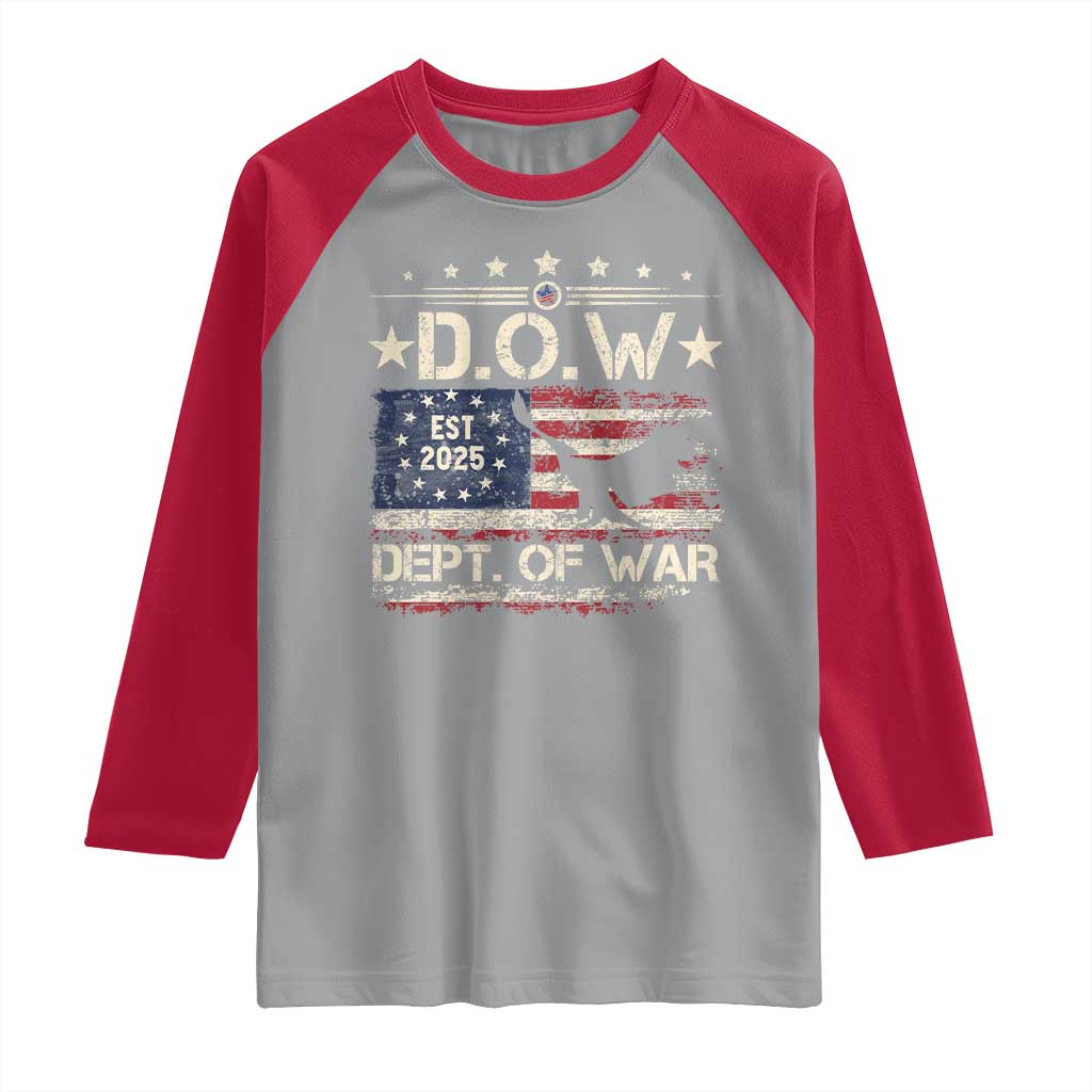Dept Of War Est 2025 Raglan Shirt DOW Military Patriotic American Flag TS11 Sport Gray Red Print Your Wear