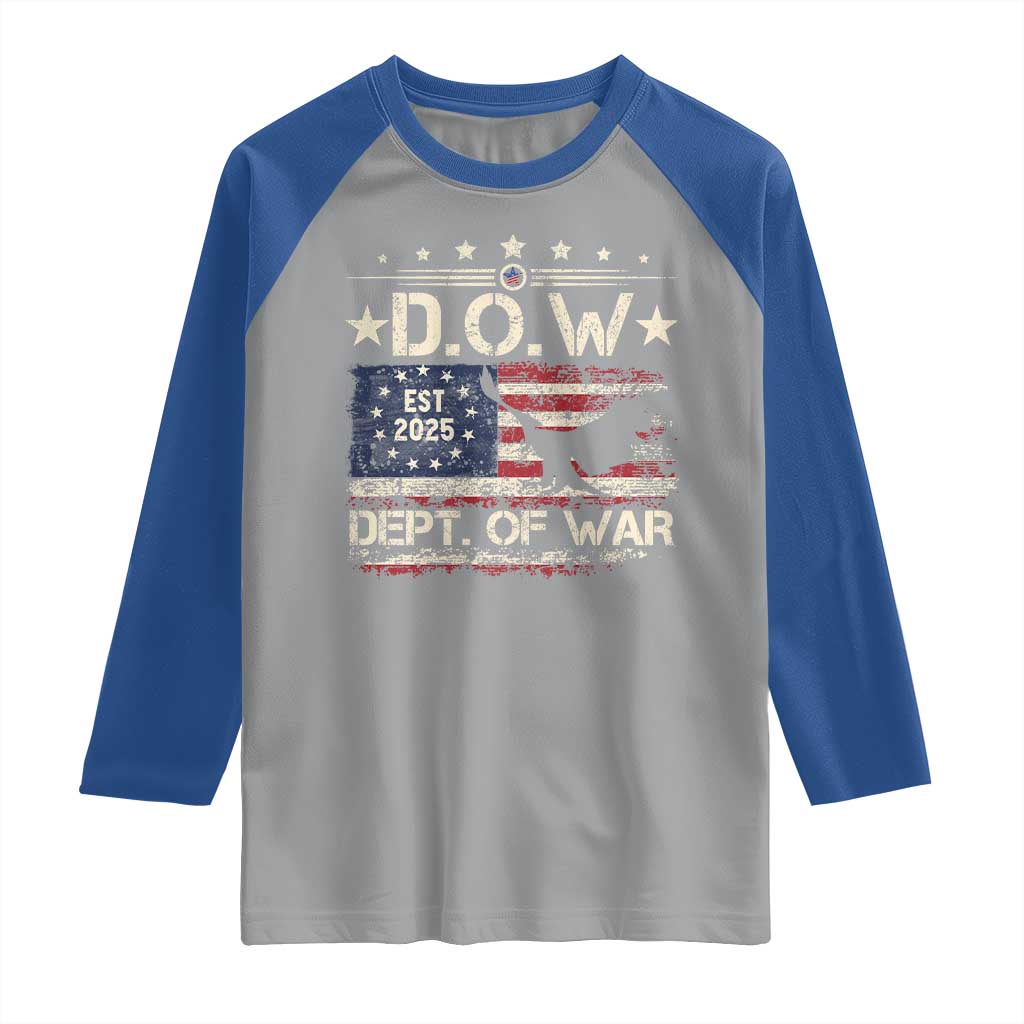 Dept Of War Est 2025 Raglan Shirt DOW Military Patriotic American Flag TS11 Sport Gray Royal Print Your Wear