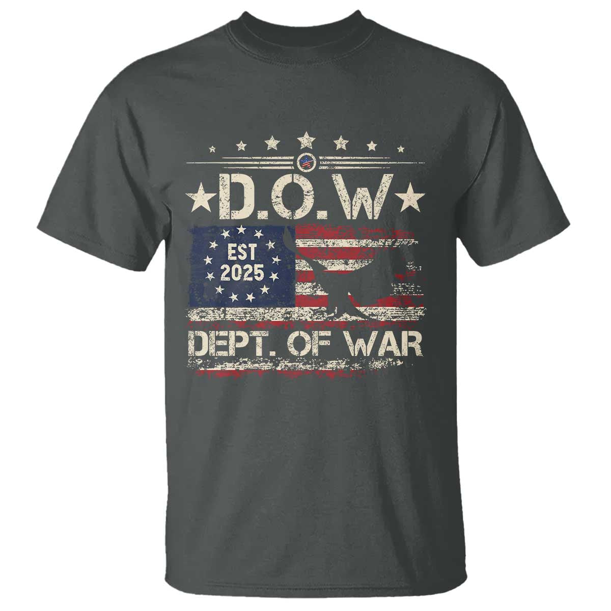 Dept Of War Est 2025 T Shirt DOW Military Patriotic American Flag TS11 Dark Heather Print Your Wear