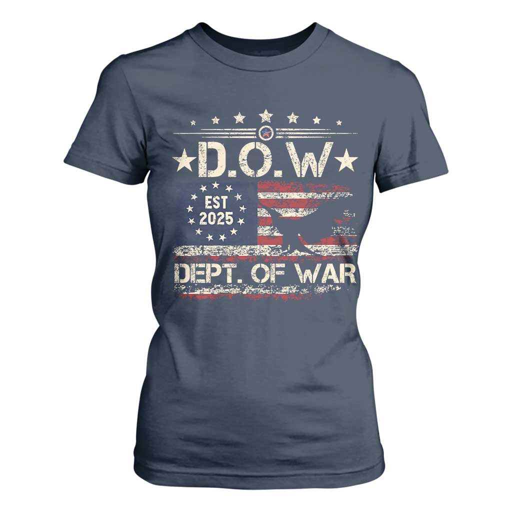 Dept Of War Est 2025 T Shirt For Women DOW Military Patriotic American Flag TS11 Navy Print Your Wear