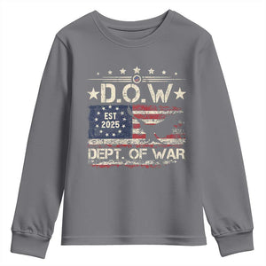 Dept Of War Est 2025 Youth Sweatshirt DOW Military Patriotic American Flag TS11 Charcoal Print Your Wear