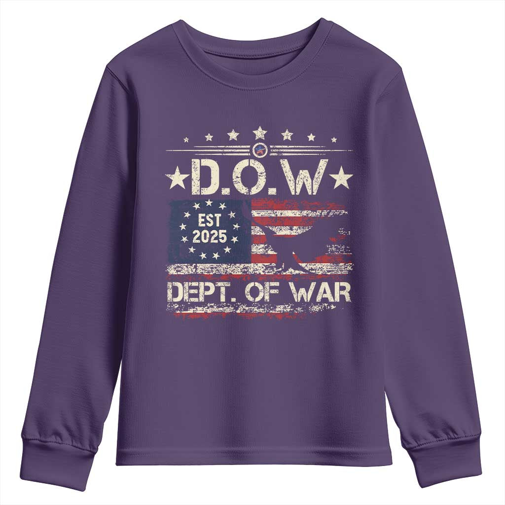 Dept Of War Est 2025 Youth Sweatshirt DOW Military Patriotic American Flag TS11 Purple Print Your Wear