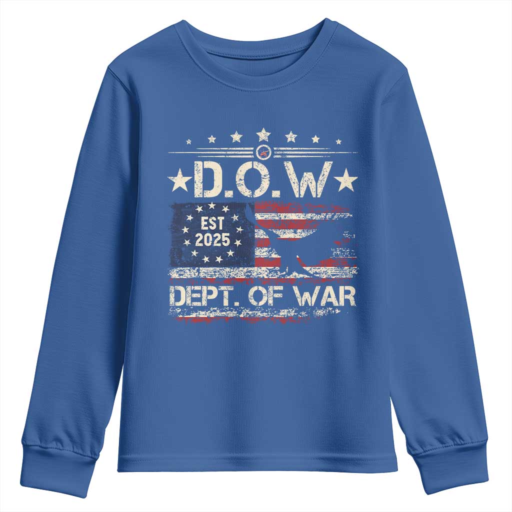 Dept Of War Est 2025 Youth Sweatshirt DOW Military Patriotic American Flag TS11 Royal Blue Print Your Wear