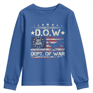 Dept Of War Est 2025 Youth Sweatshirt DOW Military Patriotic American Flag TS11 Royal Blue Print Your Wear