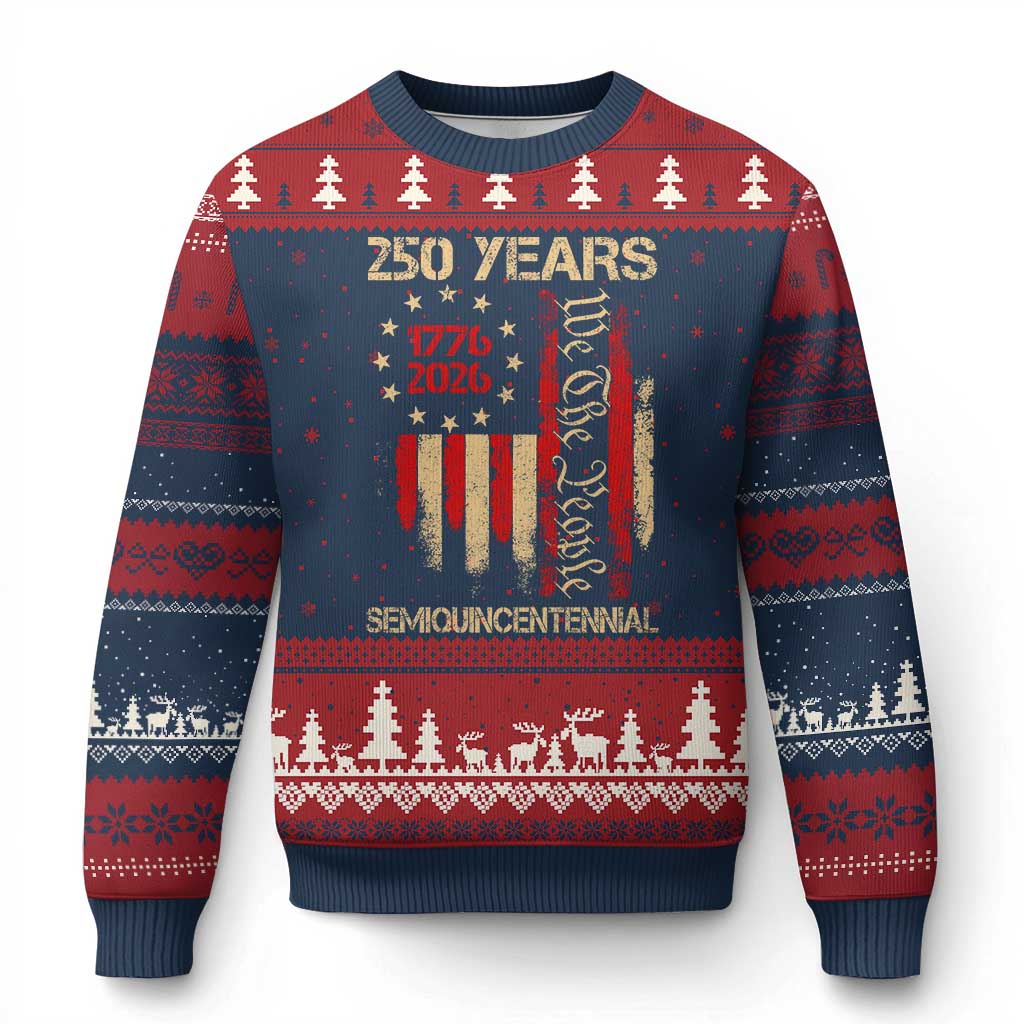 250 Years Semiquincentennial Ugly Christmas Sweater 250th America Anniversary Independence Day TS11 Navy Red Print Your Wear