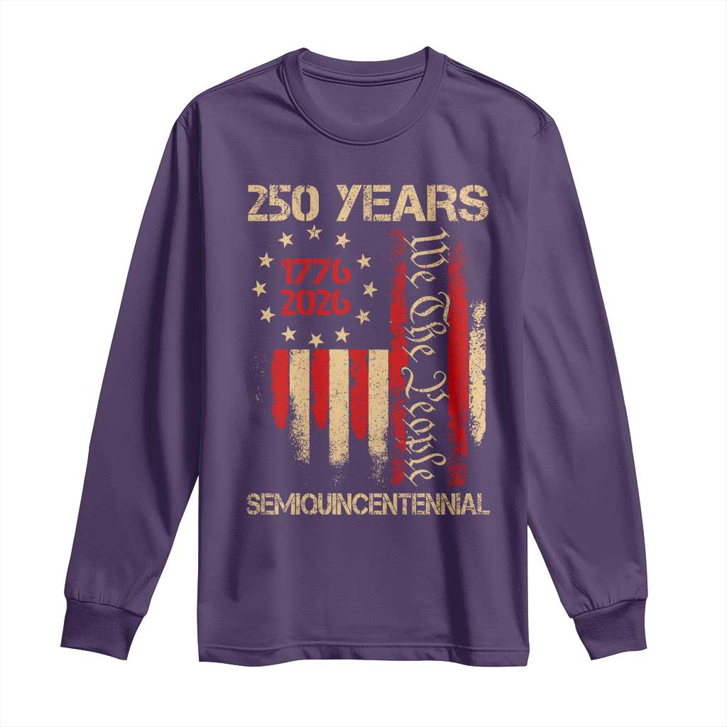 250 Years Semiquincentennial Long Sleeve Shirt 250th America Anniversary Independence Day TS11 Purple Print Your Wear