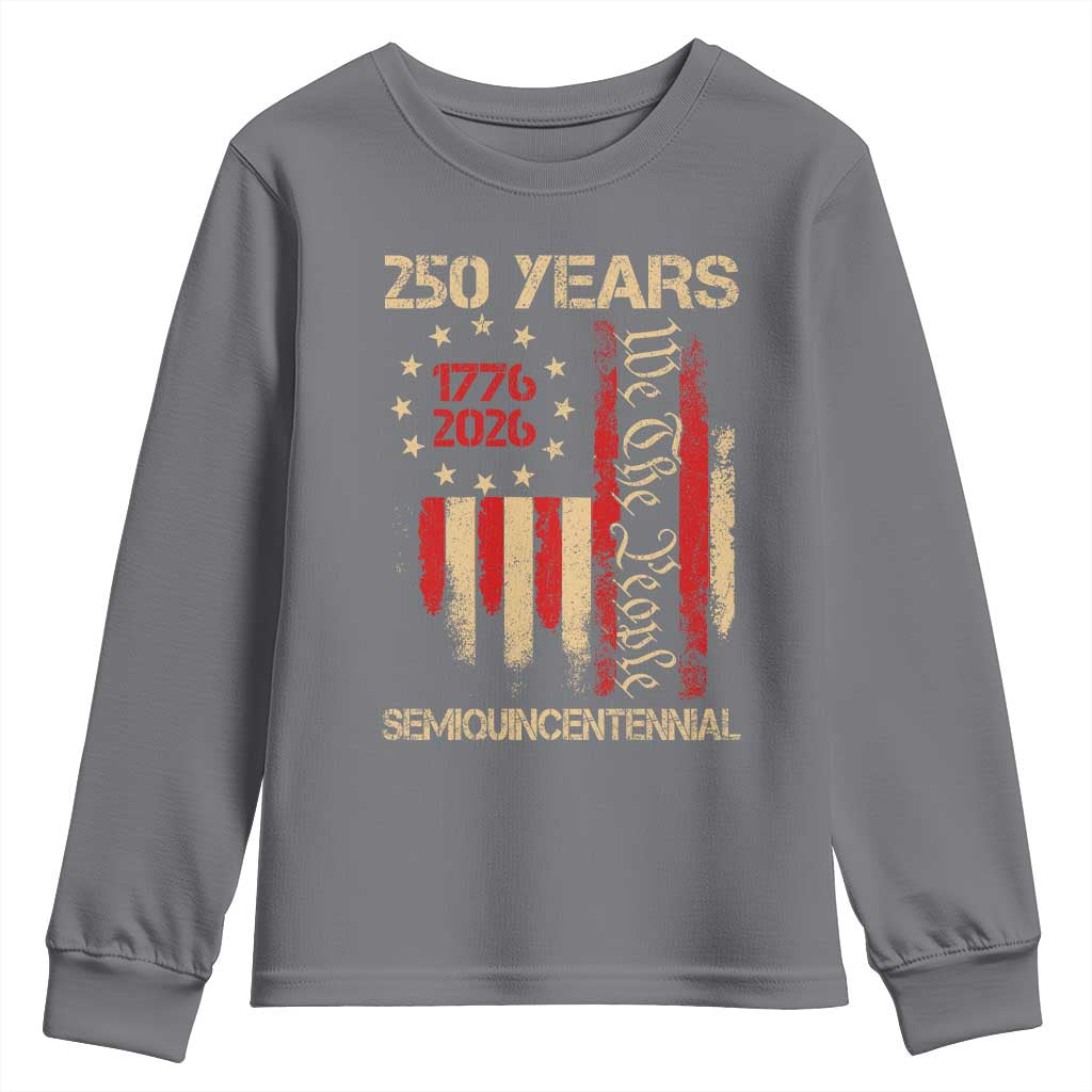 250 Years Semiquincentennial Youth Sweatshirt 250th America Anniversary Independence Day TS11 Charcoal Print Your Wear