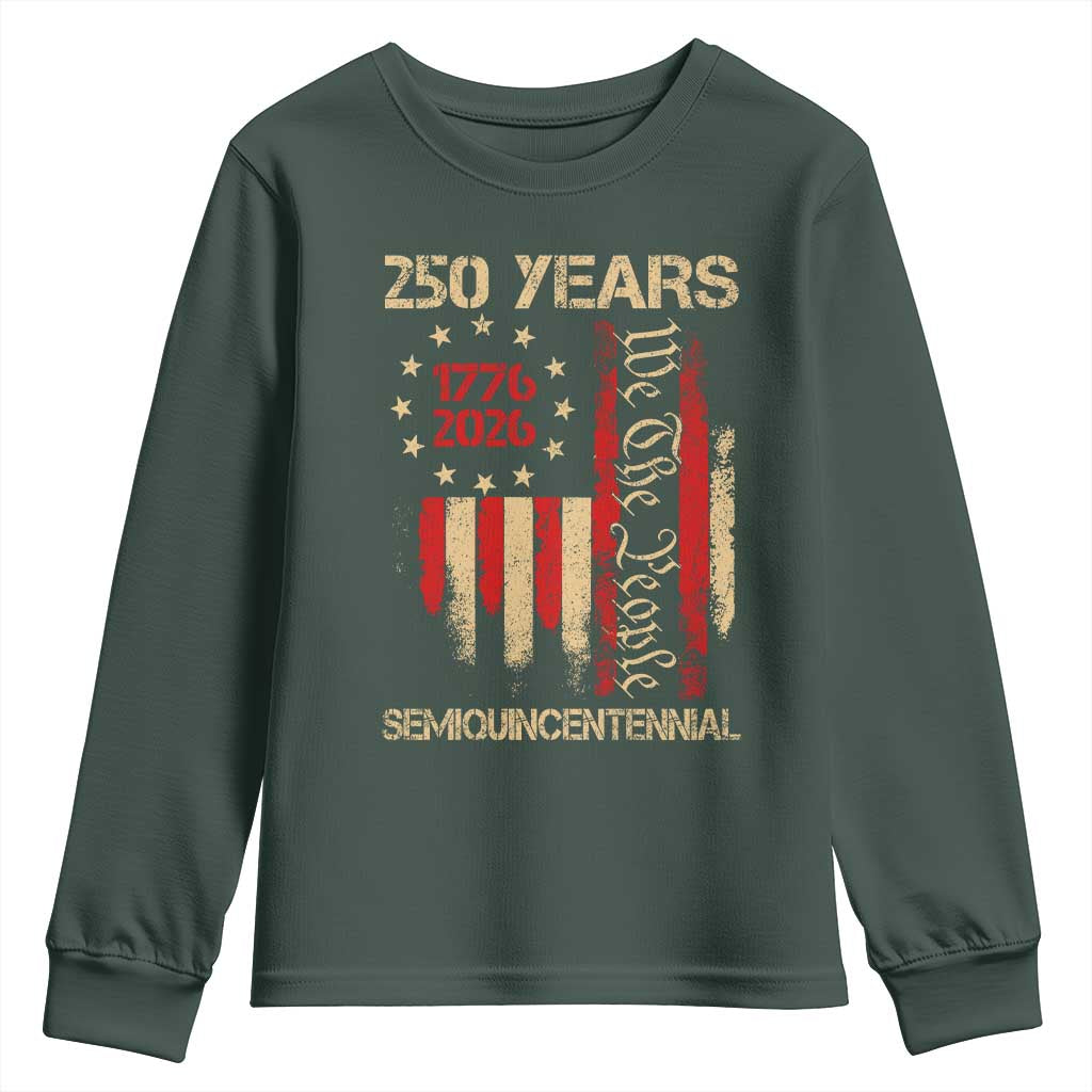 250 Years Semiquincentennial Youth Sweatshirt 250th America Anniversary Independence Day TS11 Dark Forest Green Print Your Wear
