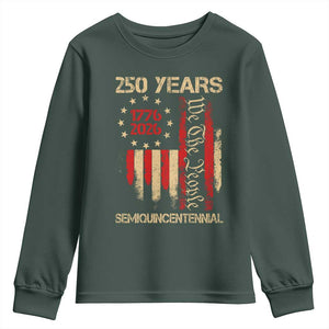 250 Years Semiquincentennial Youth Sweatshirt 250th America Anniversary Independence Day TS11 Dark Forest Green Print Your Wear