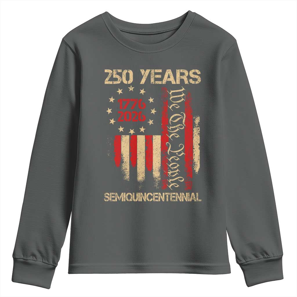 250 Years Semiquincentennial Youth Sweatshirt 250th America Anniversary Independence Day TS11 Dark Heather Print Your Wear