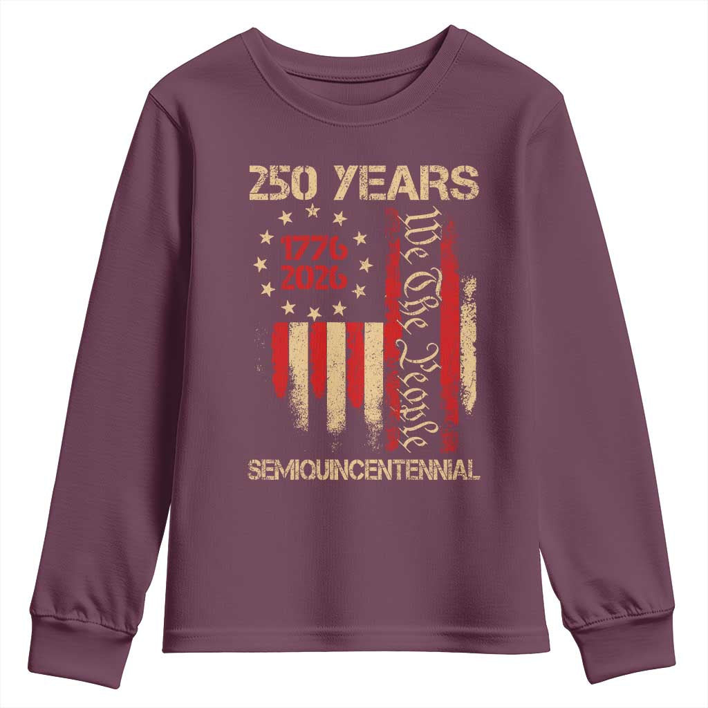 250 Years Semiquincentennial Youth Sweatshirt 250th America Anniversary Independence Day TS11 Maroon Print Your Wear