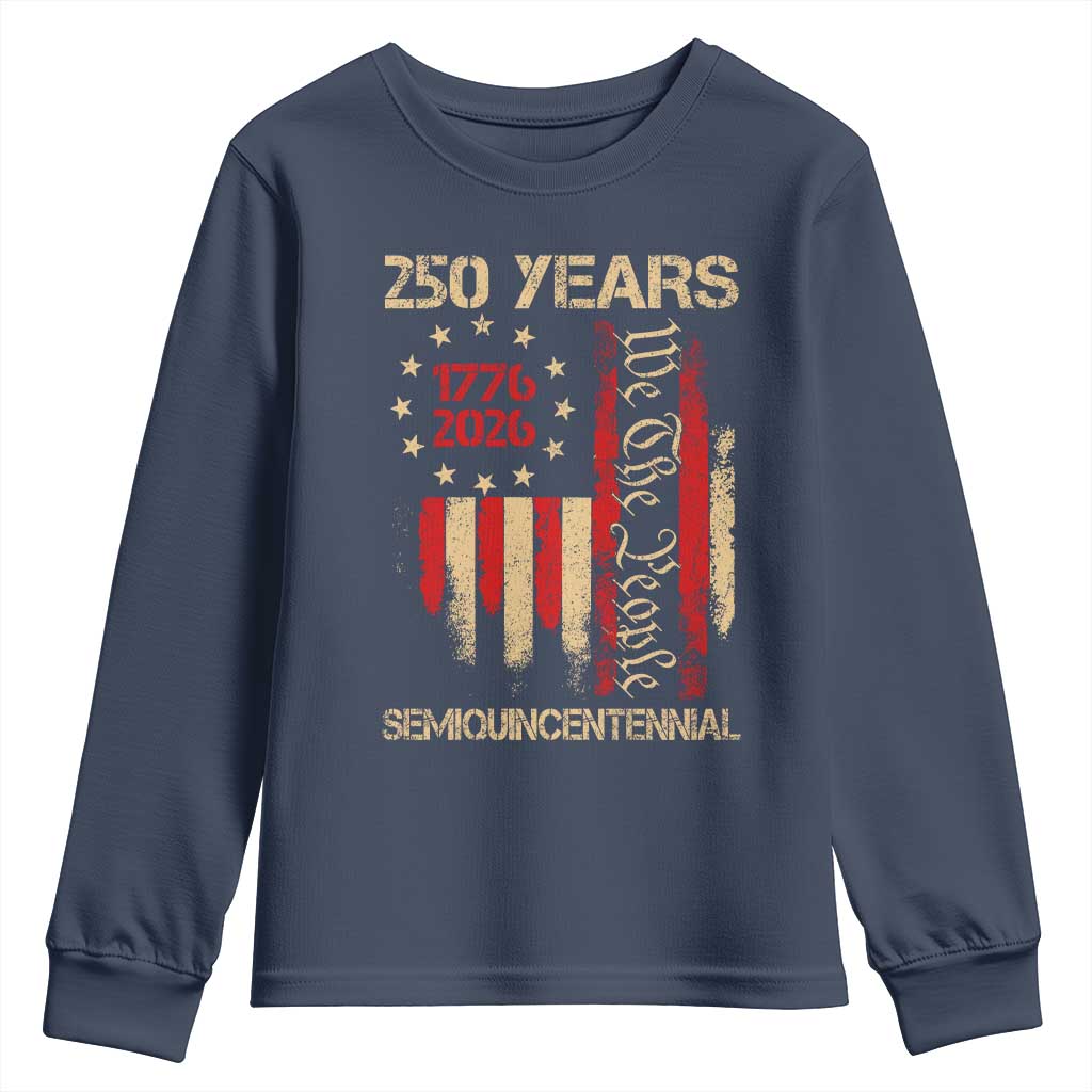 250 Years Semiquincentennial Youth Sweatshirt 250th America Anniversary Independence Day TS11 Navy Print Your Wear