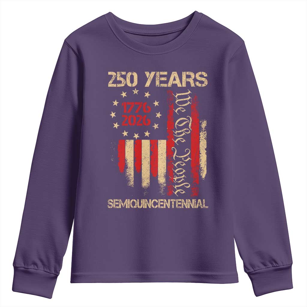 250 Years Semiquincentennial Youth Sweatshirt 250th America Anniversary Independence Day TS11 Purple Print Your Wear