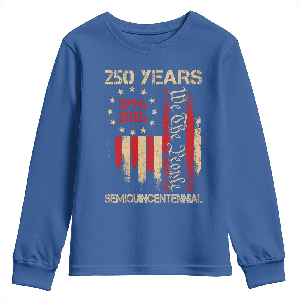 250 Years Semiquincentennial Youth Sweatshirt 250th America Anniversary Independence Day TS11 Royal Blue Print Your Wear