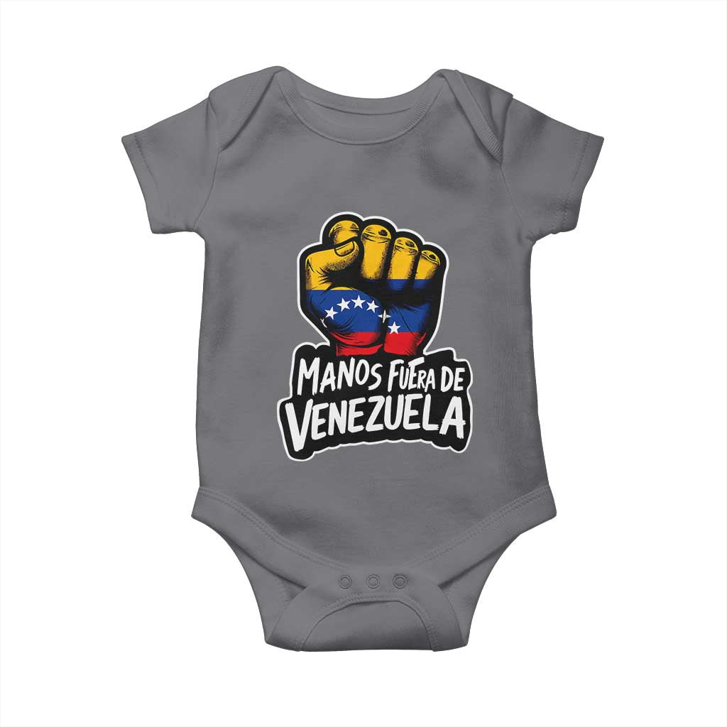 Manos Fuera De Venezuela Baby Onesie Venezuelan Flag TS11 Charcoal Print Your Wear