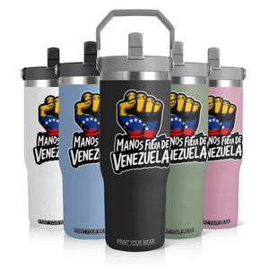 Manos Fuera De Venezuela Flip Straw Tumbler Venezuelan Flag TS11 Print Your Wear