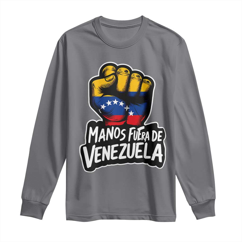 Manos Fuera De Venezuela Long Sleeve Shirt Venezuelan Flag TS11 Charcoal Print Your Wear