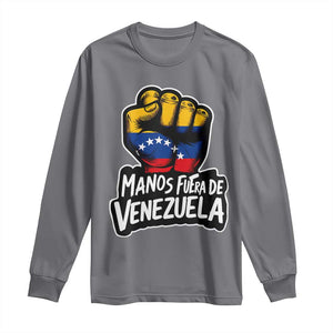 Manos Fuera De Venezuela Long Sleeve Shirt Venezuelan Flag TS11 Charcoal Print Your Wear