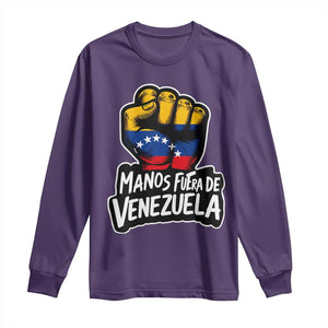 Manos Fuera De Venezuela Long Sleeve Shirt Venezuelan Flag TS11 Purple Print Your Wear