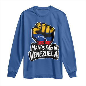 Manos Fuera De Venezuela Long Sleeve Shirt Venezuelan Flag TS11 Royal Blue Print Your Wear