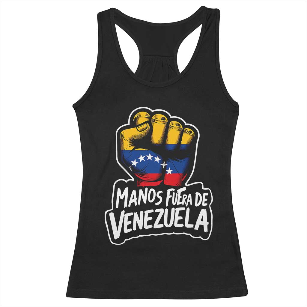 Manos Fuera De Venezuela Racerback Tank Top Venezuelan Flag TS11 Black Print Your Wear