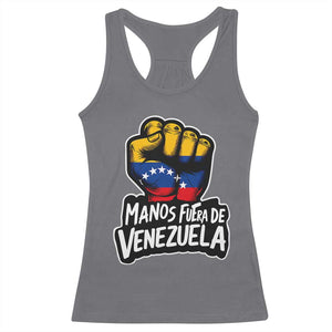 Manos Fuera De Venezuela Racerback Tank Top Venezuelan Flag TS11 Charcoal Print Your Wear