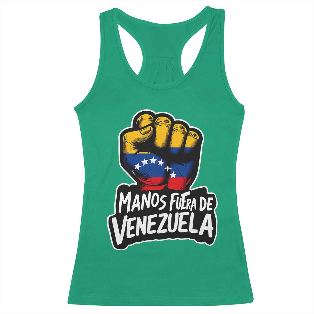 Manos Fuera De Venezuela Racerback Tank Top Venezuelan Flag TS11 Irish Green Print Your Wear