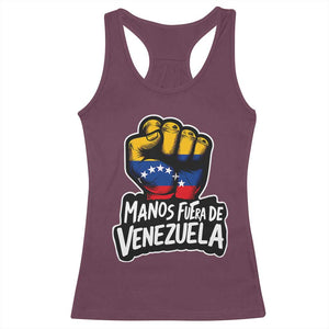 Manos Fuera De Venezuela Racerback Tank Top Venezuelan Flag TS11 Maroon Print Your Wear