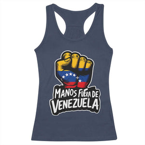 Manos Fuera De Venezuela Racerback Tank Top Venezuelan Flag TS11 Navy Print Your Wear