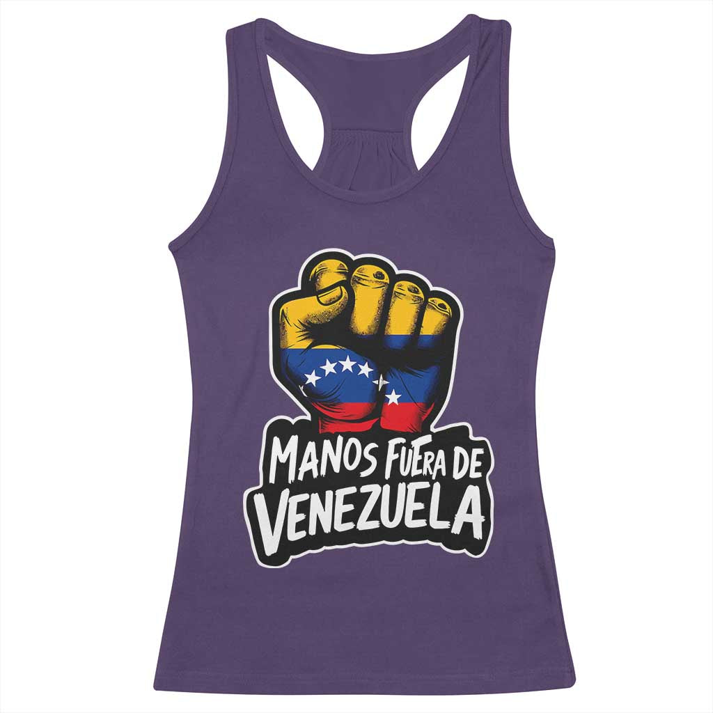 Manos Fuera De Venezuela Racerback Tank Top Venezuelan Flag TS11 Purple Print Your Wear