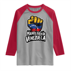 Manos Fuera De Venezuela Raglan Shirt Venezuelan Flag TS11 Sport Gray Red Print Your Wear