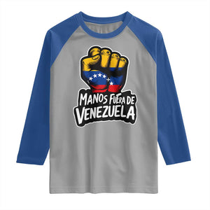 Manos Fuera De Venezuela Raglan Shirt Venezuelan Flag TS11 Sport Gray Royal Print Your Wear