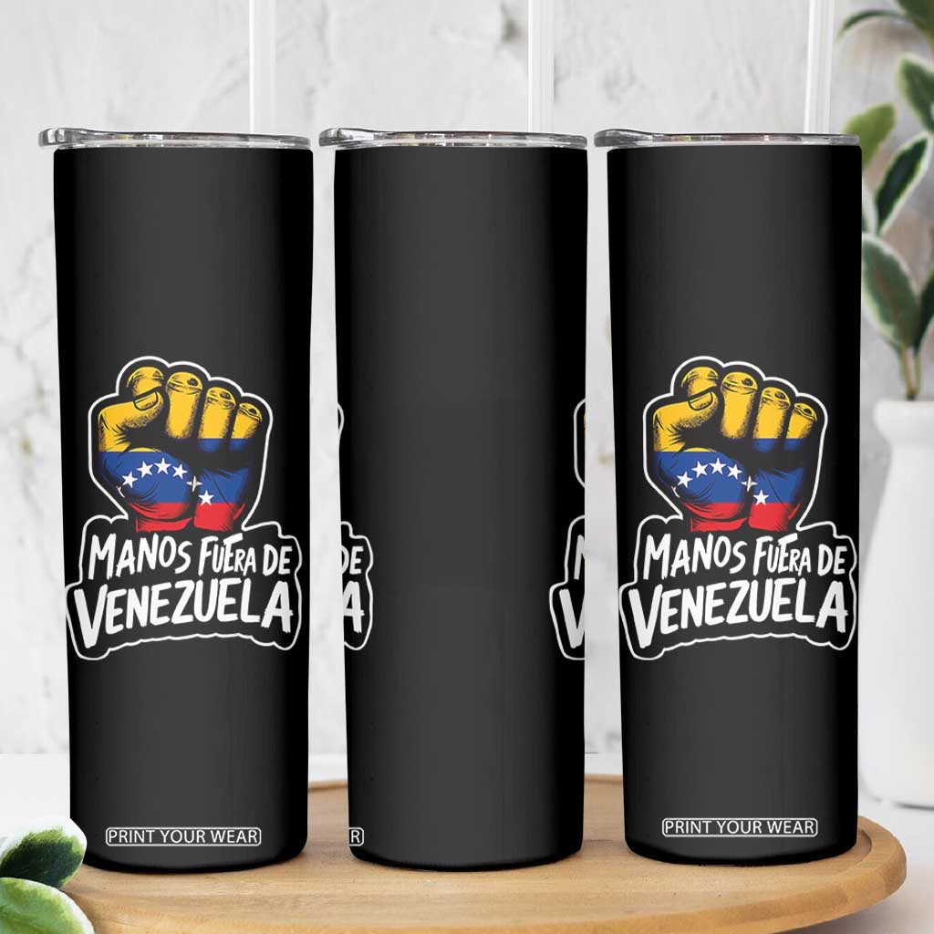 Manos Fuera De Venezuela Skinny Tumbler Venezuelan Flag TS11 Print Your Wear