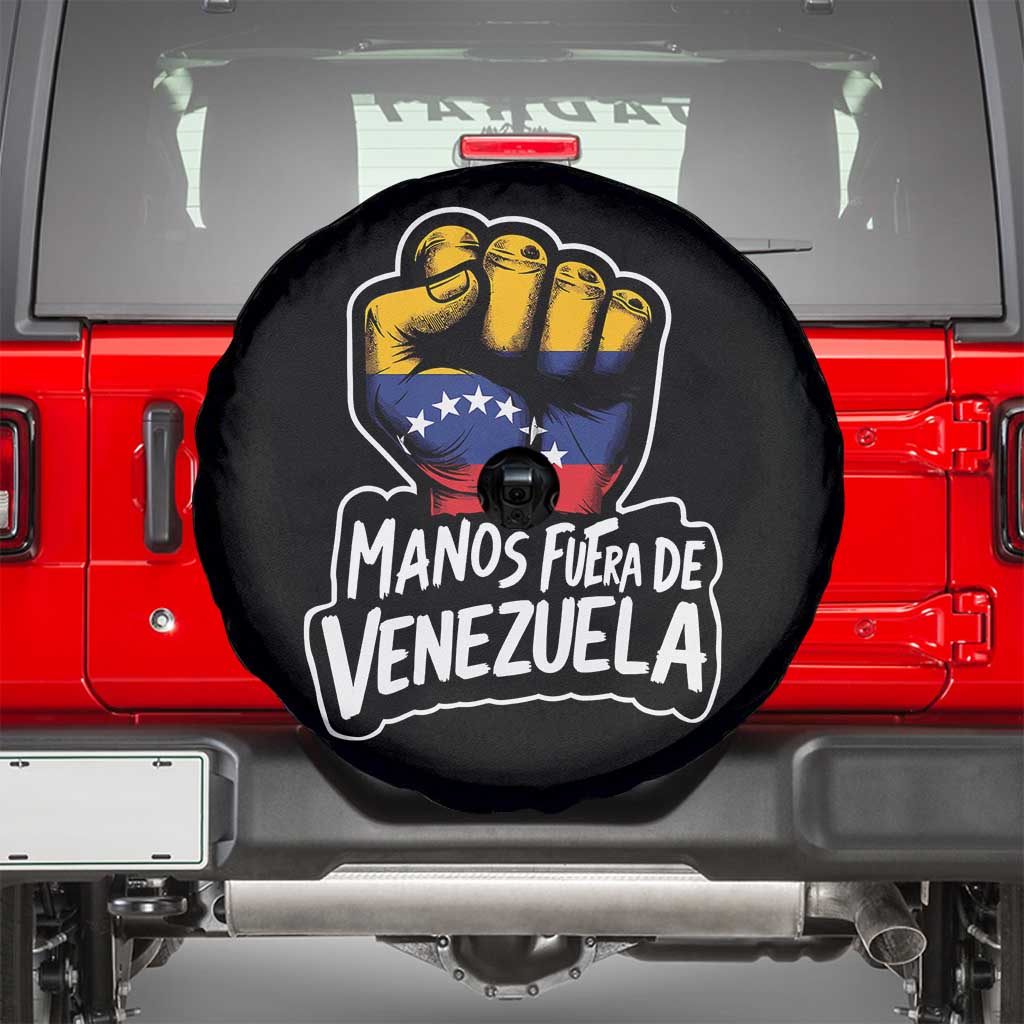Manos Fuera De Venezuela Spare Tire Cover Venezuelan Flag TS11 Black Print Your Wear