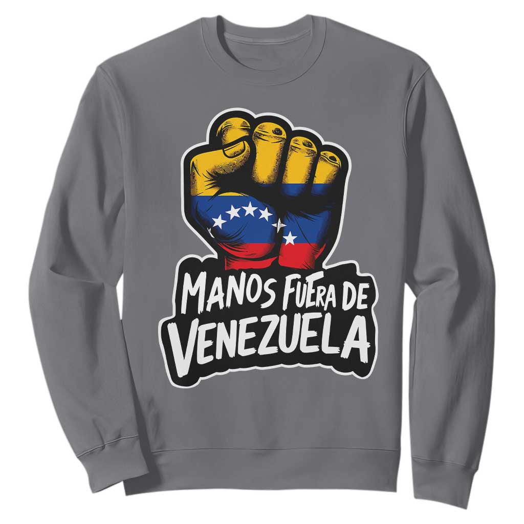 Manos Fuera De Venezuela Sweatshirt Venezuelan Flag TS11 Charcoal Print Your Wear