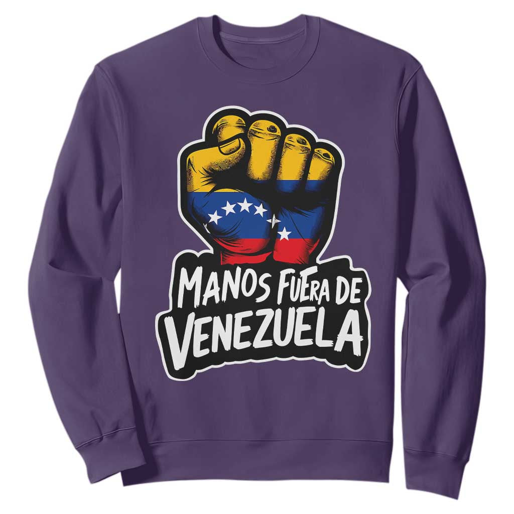 Manos Fuera De Venezuela Sweatshirt Venezuelan Flag TS11 Purple Print Your Wear