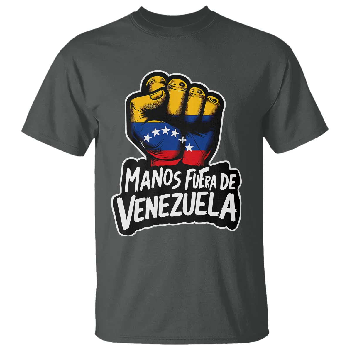 Manos Fuera De Venezuela T Shirt Venezuelan Flag TS11 Dark Heather Print Your Wear