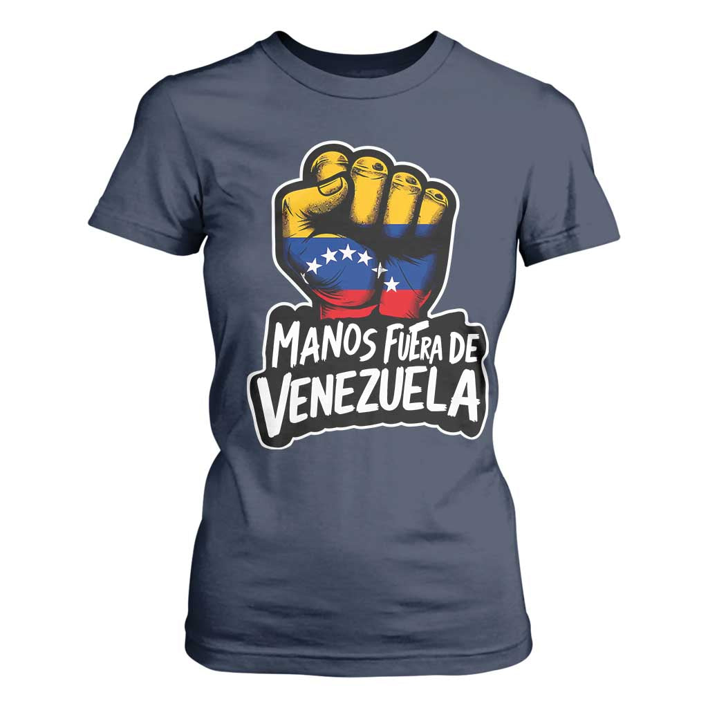 Manos Fuera De Venezuela T Shirt For Women Venezuelan Flag TS11 Navy Print Your Wear