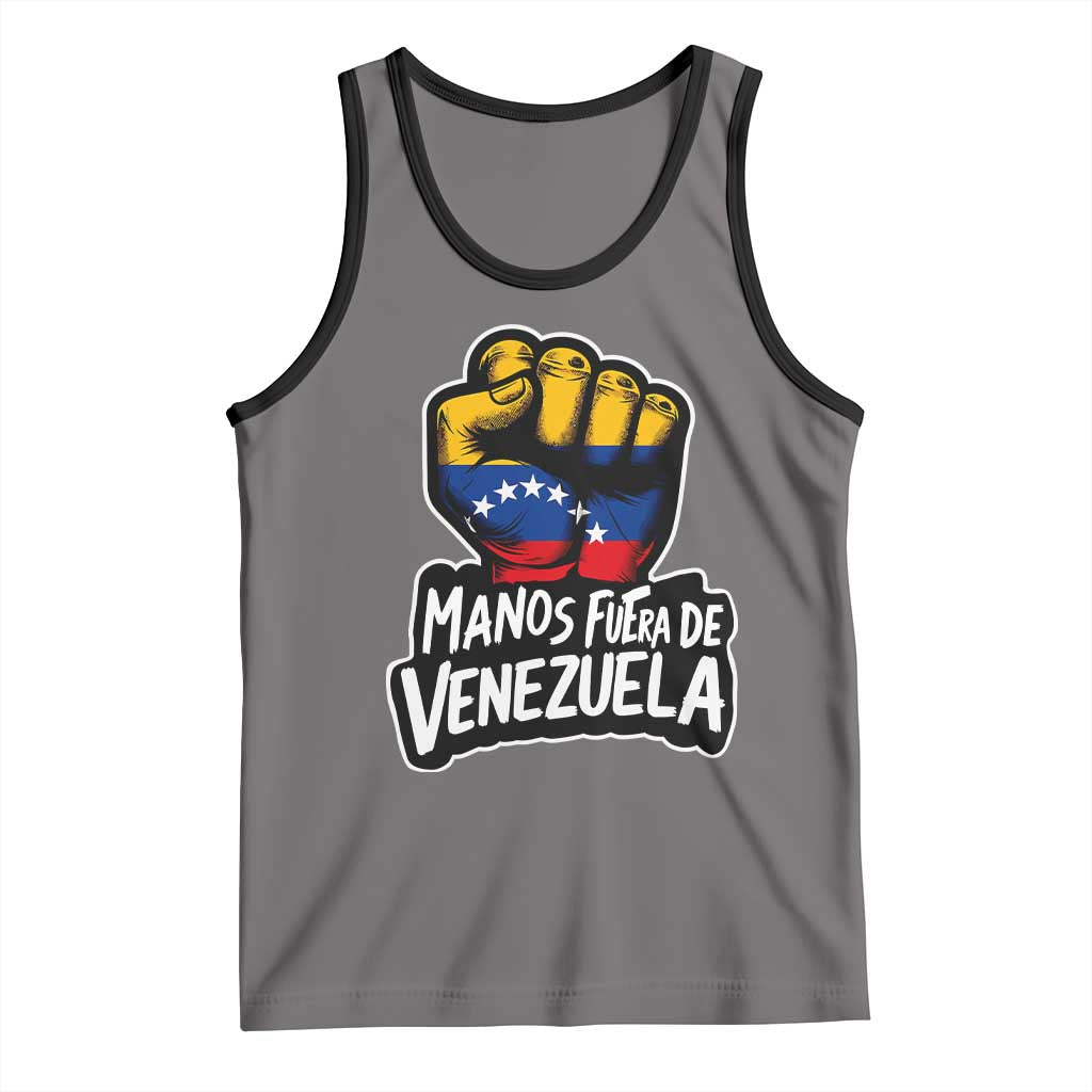 Manos Fuera De Venezuela Tank Top Venezuelan Flag TS11 Deep Heather Black Print Your Wear