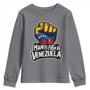 Manos Fuera De Venezuela Youth Sweatshirt Venezuelan Flag TS11 Charcoal Print Your Wear