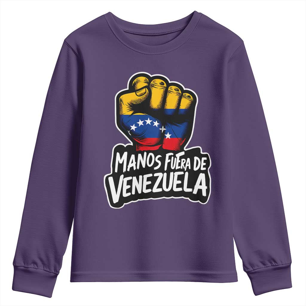 Manos Fuera De Venezuela Youth Sweatshirt Venezuelan Flag TS11 Purple Print Your Wear