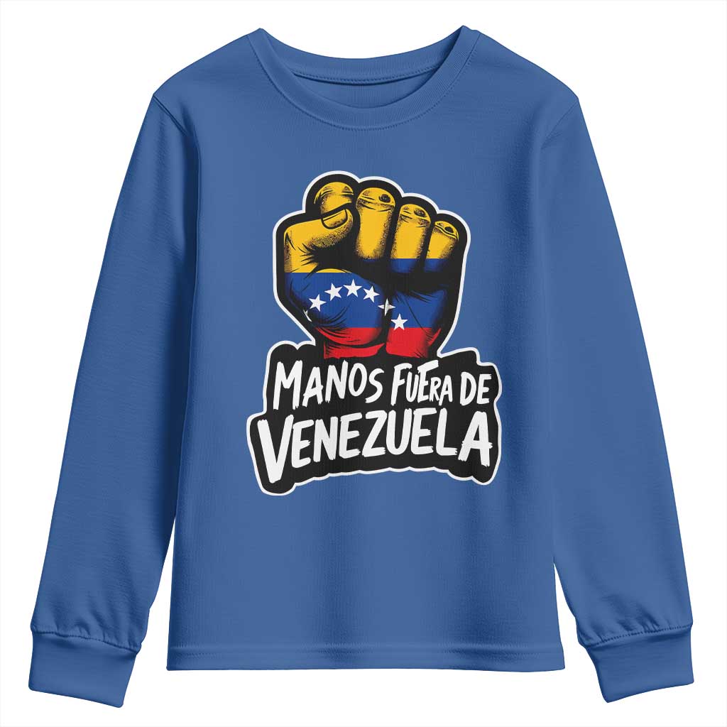 Manos Fuera De Venezuela Youth Sweatshirt Venezuelan Flag TS11 Royal Blue Print Your Wear