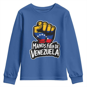 Manos Fuera De Venezuela Youth Sweatshirt Venezuelan Flag TS11 Royal Blue Print Your Wear