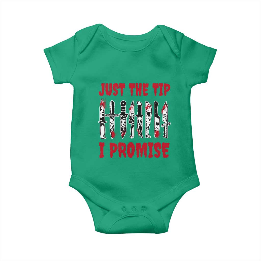 Funny Halloween Just The Tip I Promise Baby Onesie Horror Movie Knives TS11 Irish Green Print Your Wear