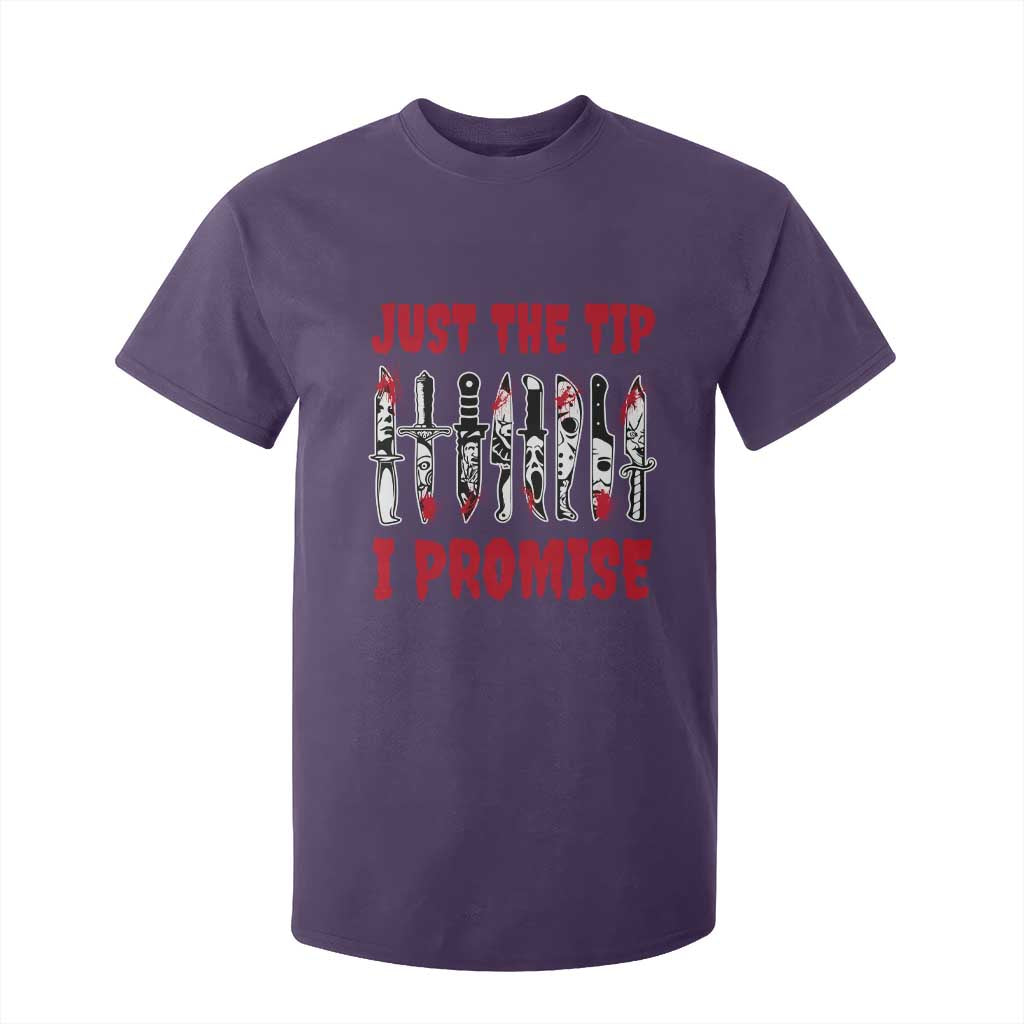 Funny Halloween Just The Tip I Promise T Shirt For Kid Horror Movie Knives TS11 Purple Print Your Wear